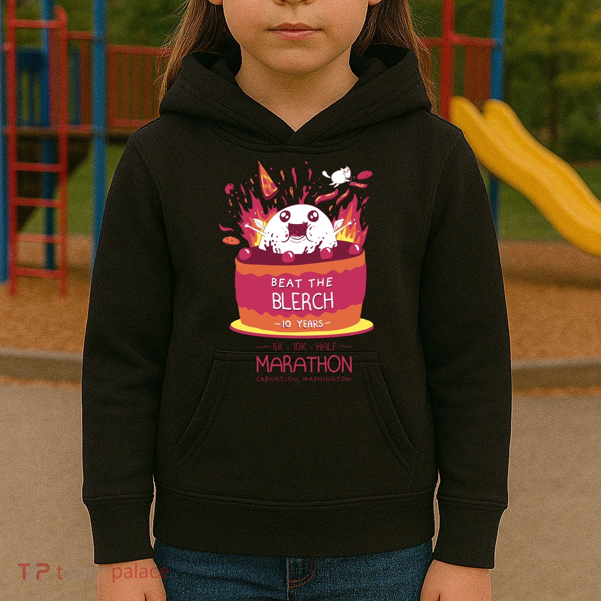 Beat The Blerch 10 Years Marathon Carnation Washington Kids Hoodie