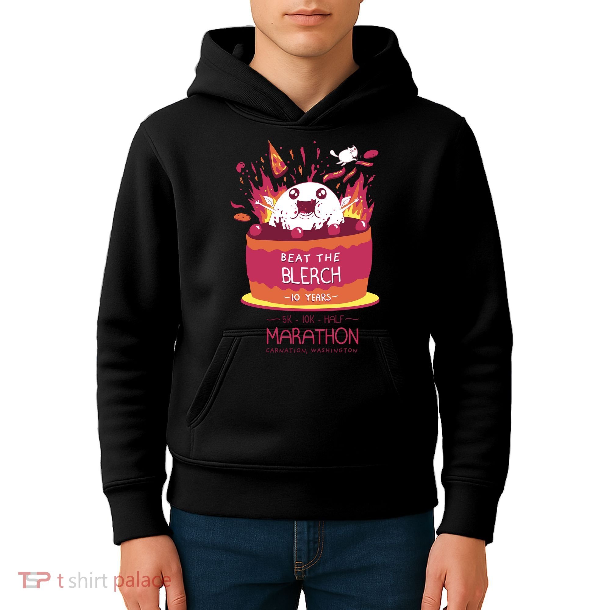 Beat The Blerch 10 Years Marathon Carnation Washington Kids Hoodie