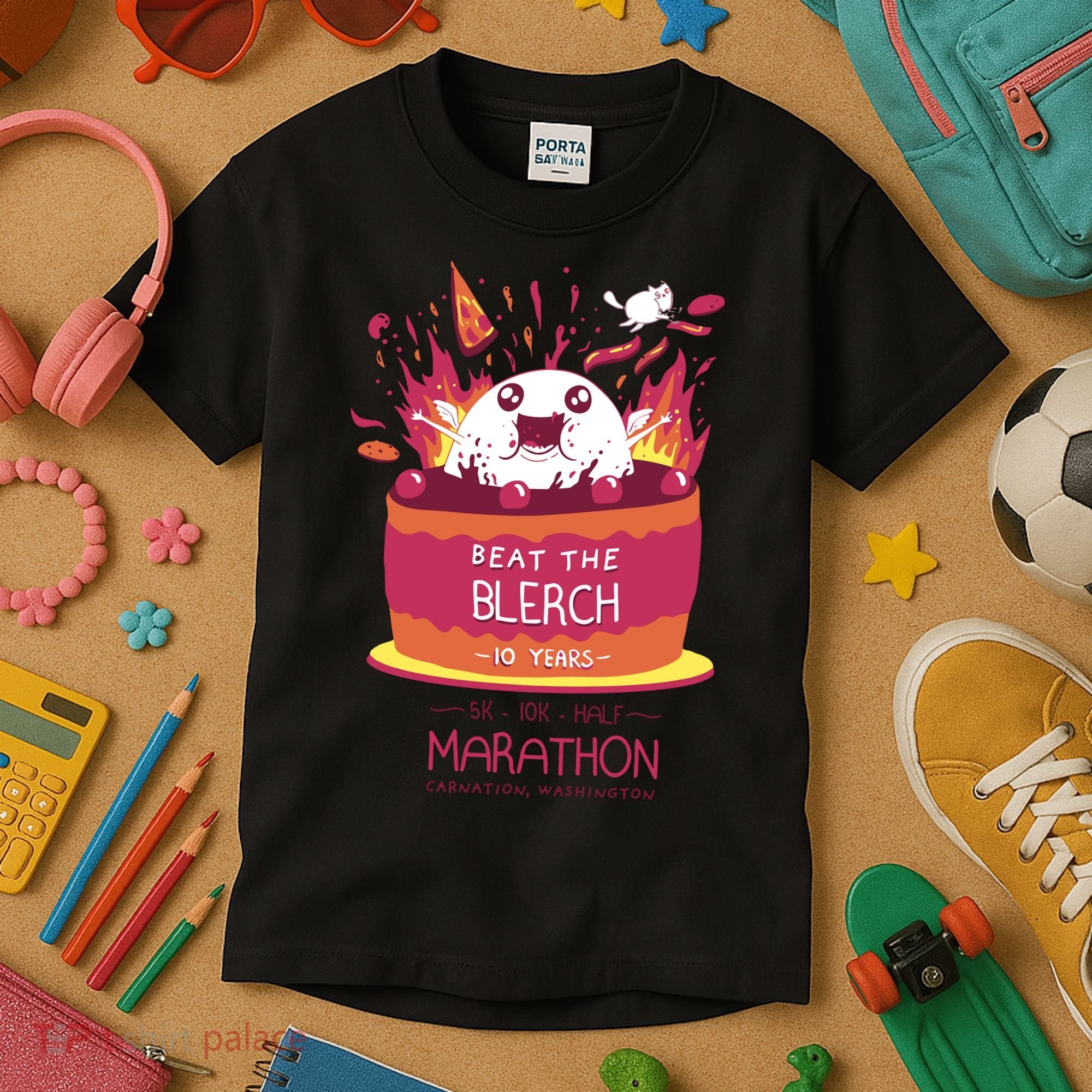 Beat The Blerch 10 Years Marathon Carnation Washington Kids T-Shirt