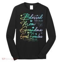 Blessed To Be Called Mom Grandma And Great Grandma Floral Long Sleeve Shirt thumb 0