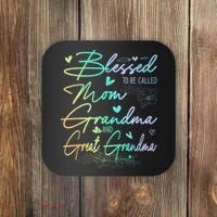 Blessed To Be Called Mom Grandma And Great Grandma Floral Coaster thumb 0