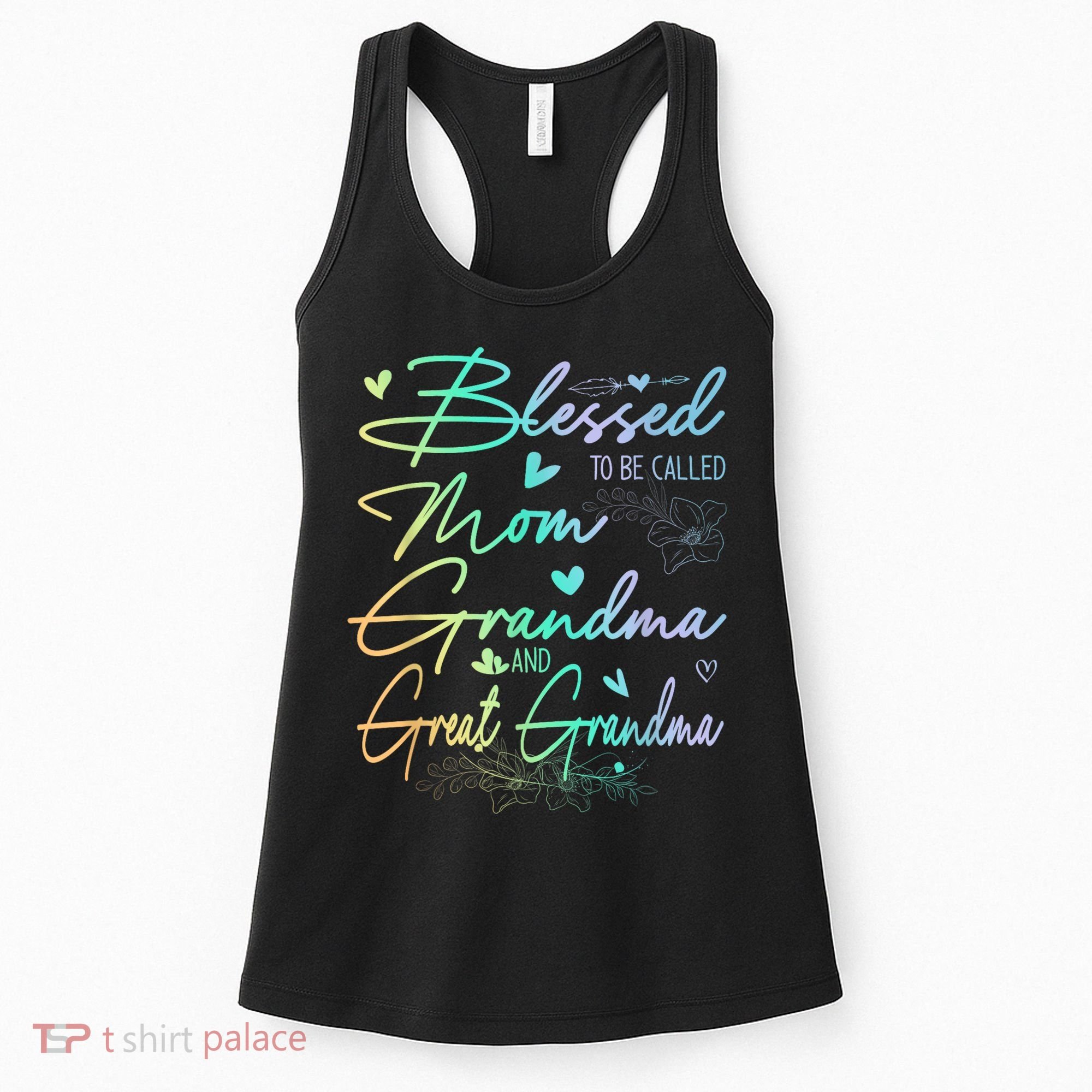 Blessed To Be Called Mom Grandma And Great Grandma Floral Women's Tank Top
