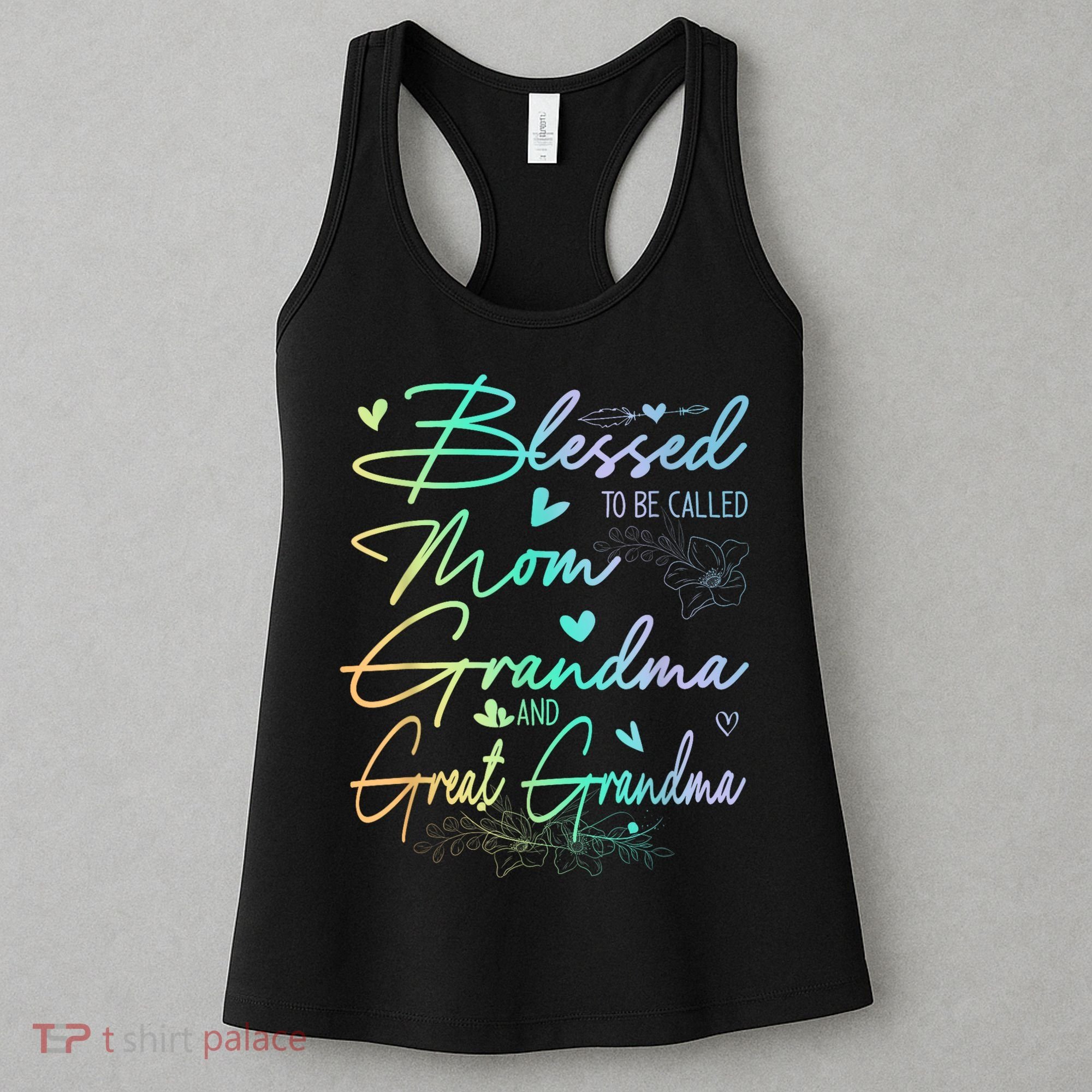 Blessed To Be Called Mom Grandma And Great Grandma Floral Women's Tank Top