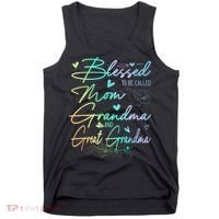 Blessed To Be Called Mom Grandma And Great Grandma Floral Tank Top thumb 0