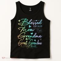 Blessed To Be Called Mom Grandma And Great Grandma Floral Tank Top thumb 2