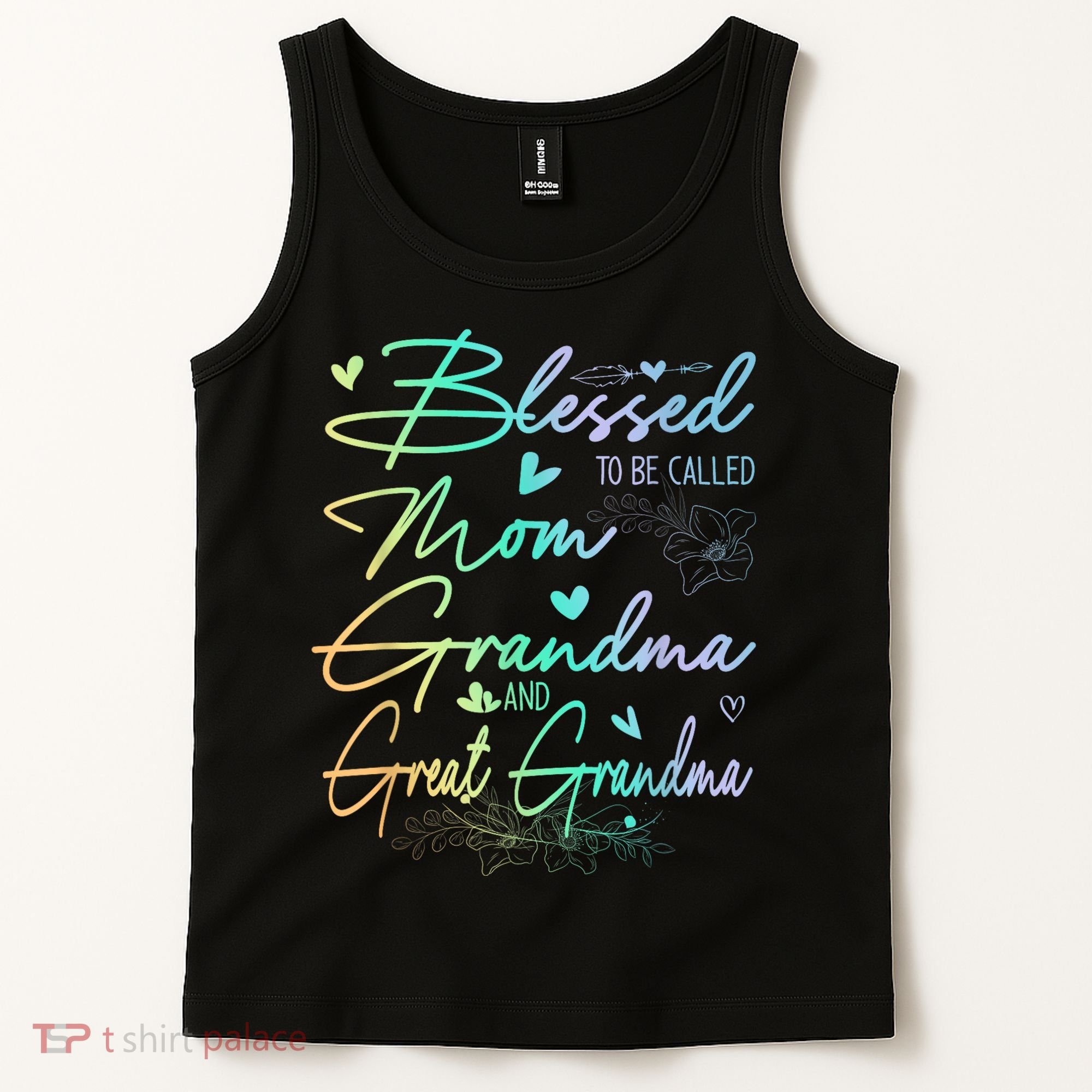 Blessed To Be Called Mom Grandma And Great Grandma Floral Tank Top