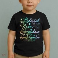 Blessed To Be Called Mom Grandma And Great Grandma Floral Toddler T-Shirt thumb 2
