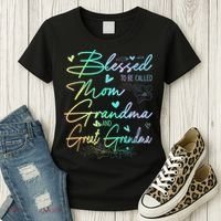 Blessed To Be Called Mom Grandma And Great Grandma Floral Women's T-Shirt thumb 3