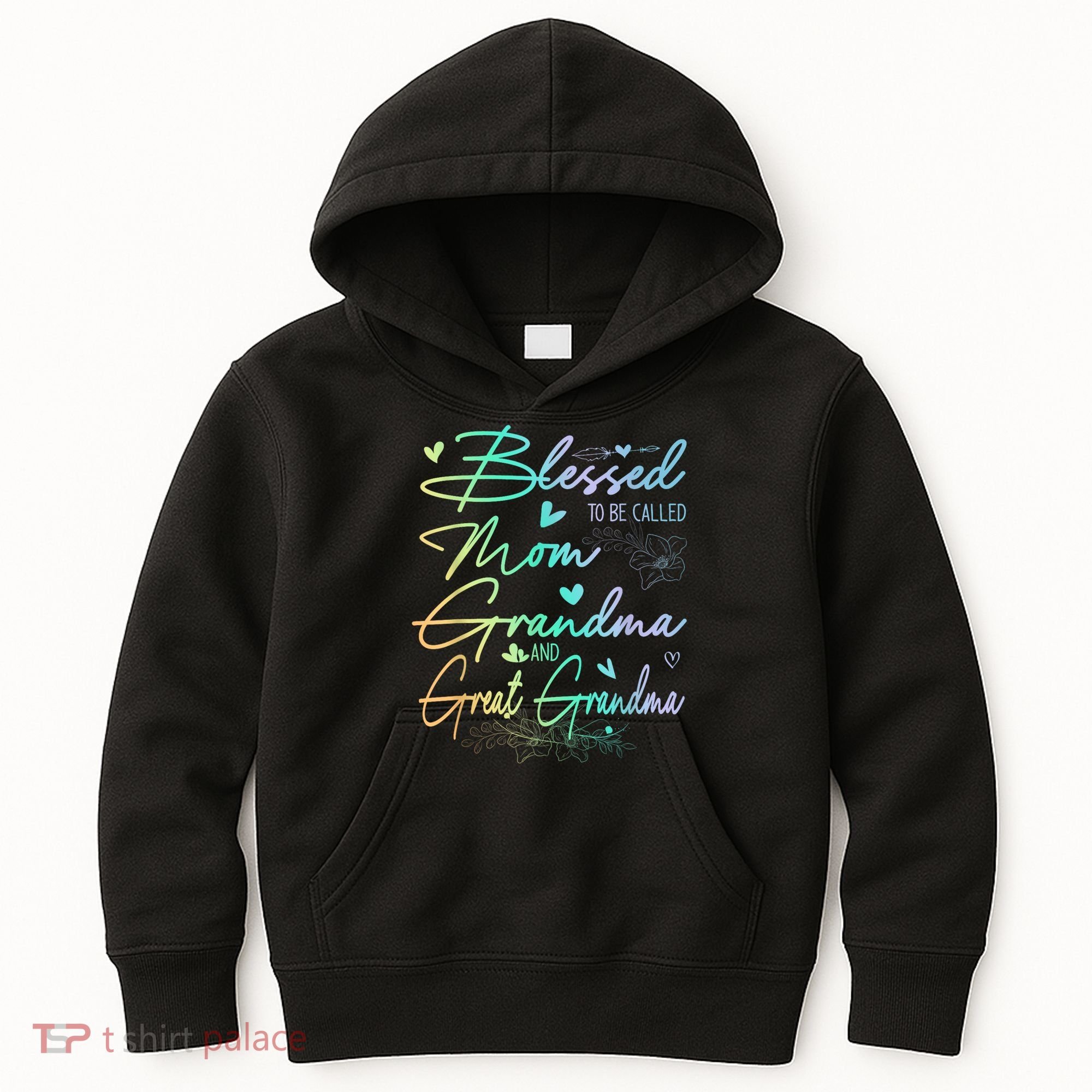 Blessed To Be Called Mom Grandma And Great Grandma Floral Kids Hoodie