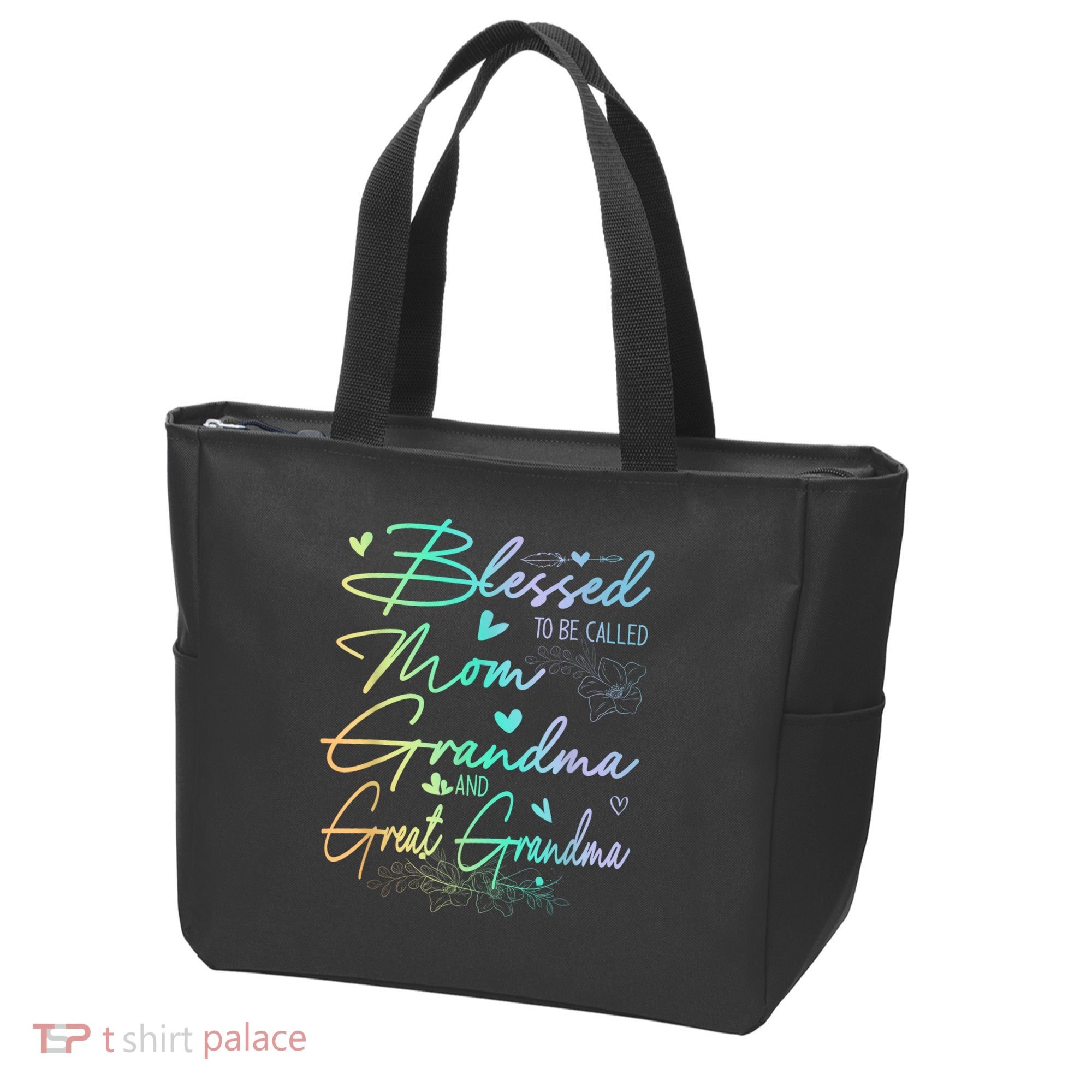 Blessed To Be Called Mom Grandma And Great Grandma Floral Tote Bag