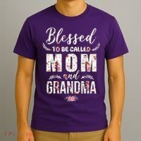Blessed To Be Called Mom And Grandma Floral T-Shirt thumb 3