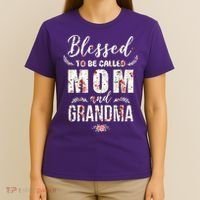 Blessed To Be Called Mom And Grandma Floral T-Shirt thumb 4