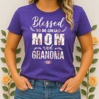 Blessed To Be Called Mom And Grandma Floral Women's T-Shirt thumb 2