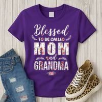 Blessed To Be Called Mom And Grandma Floral Women's T-Shirt thumb 3