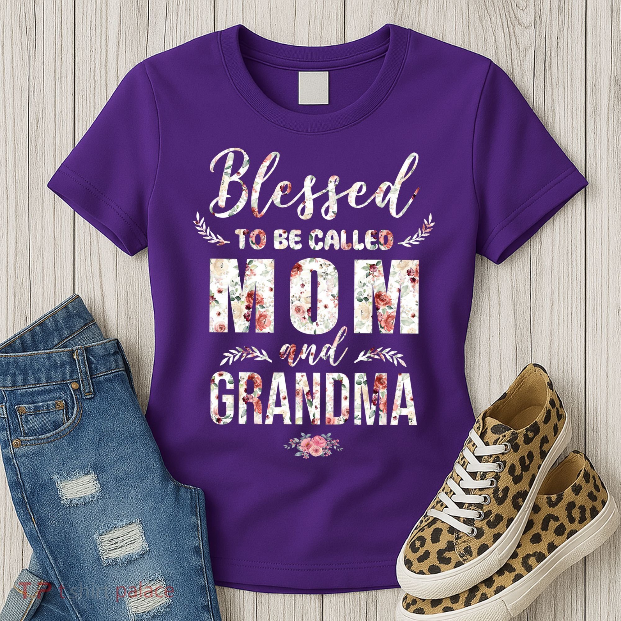 Blessed To Be Called Mom And Grandma Floral Women's T-Shirt