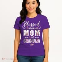 Blessed To Be Called Mom And Grandma Floral Women's T-Shirt thumb 4