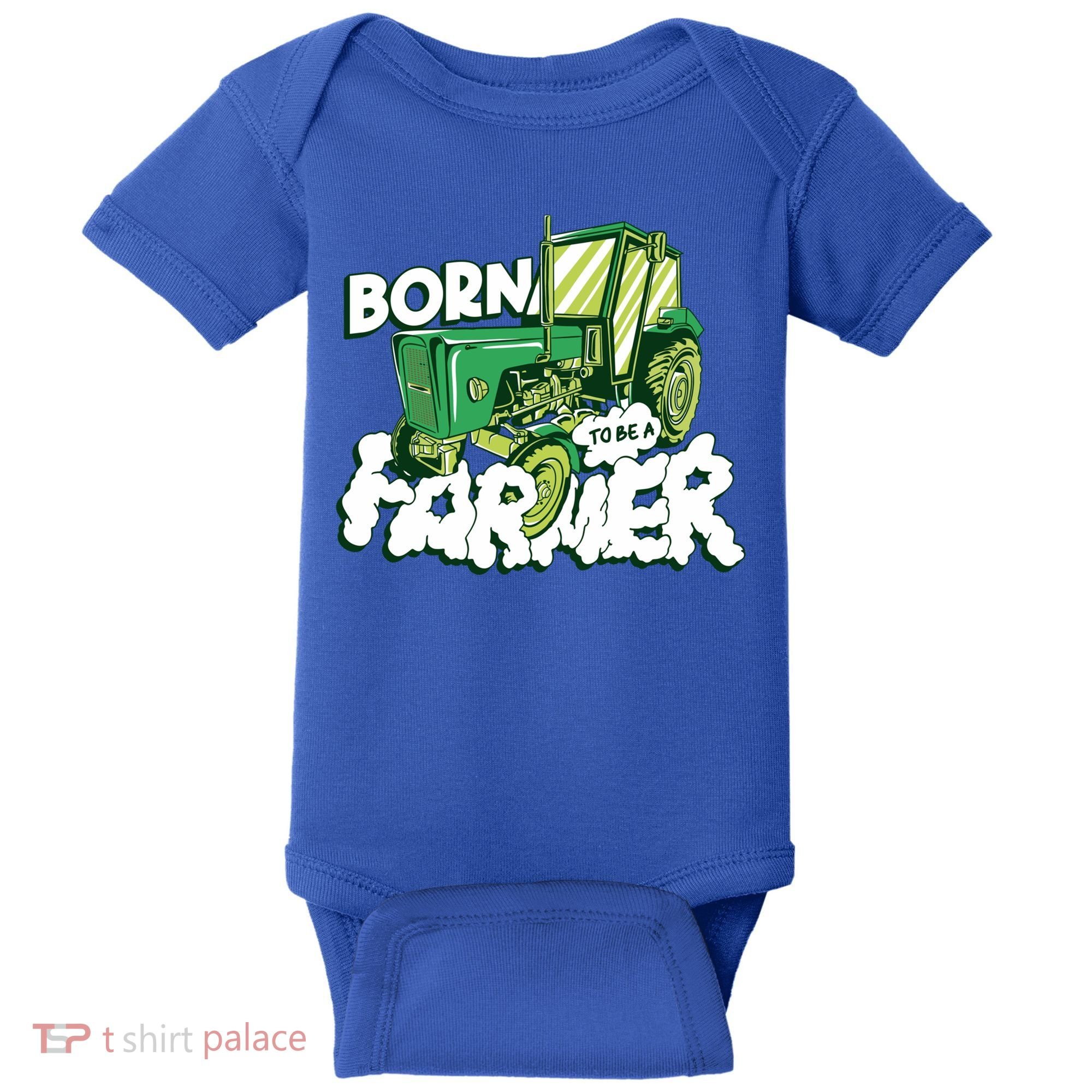 Born To Be A Farmer Tractor Farmer Meaningful Gift Baby Bodysuit