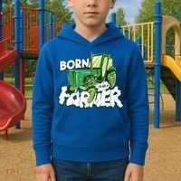 Born To Be A Farmer Tractor Farmer Meaningful Gift Kids Hoodie thumb 2