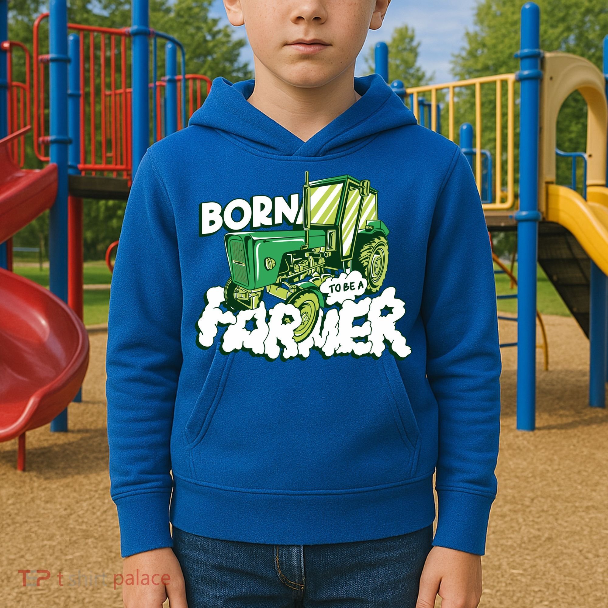 Born To Be A Farmer Tractor Farmer Meaningful Gift Kids Hoodie