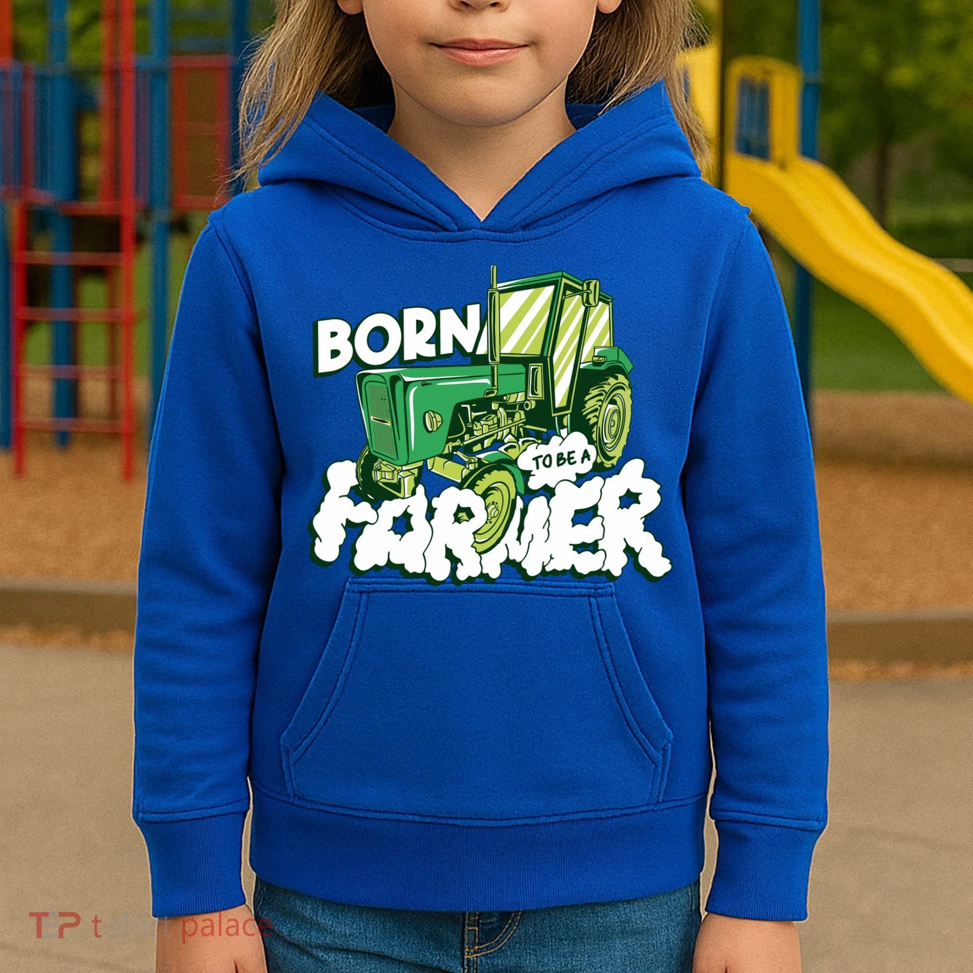 Born To Be A Farmer Tractor Farmer Meaningful Gift Kids Hoodie
