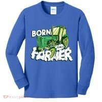 Born To Be A Farmer Tractor Farmer Meaningful Gift Kids Long Sleeve Shirt thumb 0