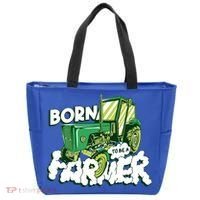 Born To Be A Farmer Tractor Farmer Meaningful Gift Tote Bag thumb 0