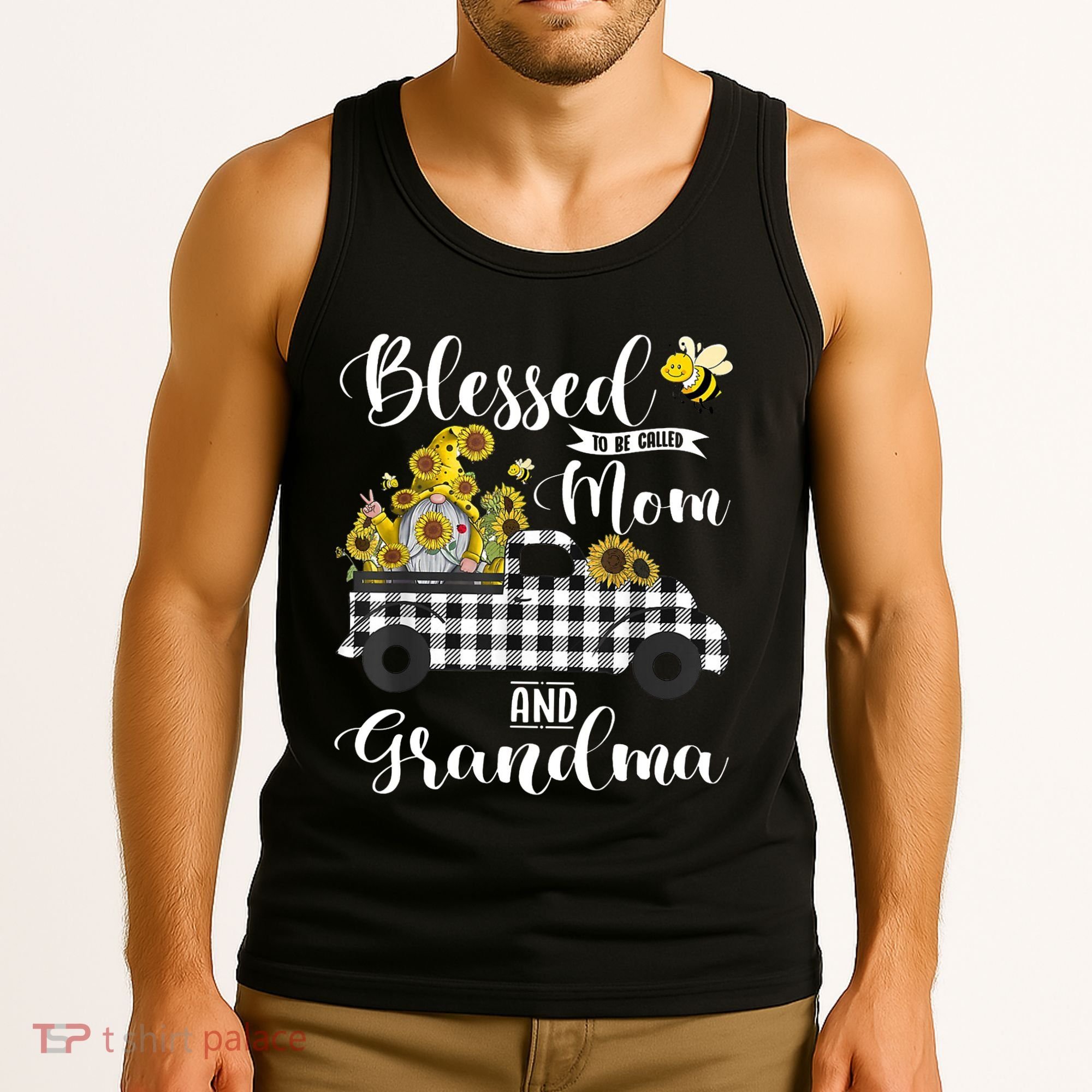 Blessed To Be Called Mom And Grandma Sunflower Gnome Tank Top