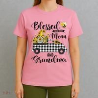 Blessed To Be Called Mom And Grandma Sunflower Gnome T-Shirt thumb 4