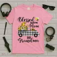 Blessed To Be Called Mom And Grandma Sunflower Gnome T-Shirt thumb 5