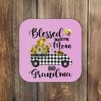 Blessed To Be Called Mom And Grandma Sunflower Gnome Coaster thumb 0