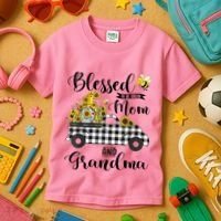 Blessed To Be Called Mom And Grandma Sunflower Gnome Kids T-Shirt thumb 3