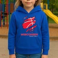 Basketball The Badger State Home Wisconsin Hoops Kids Hoodie thumb 3