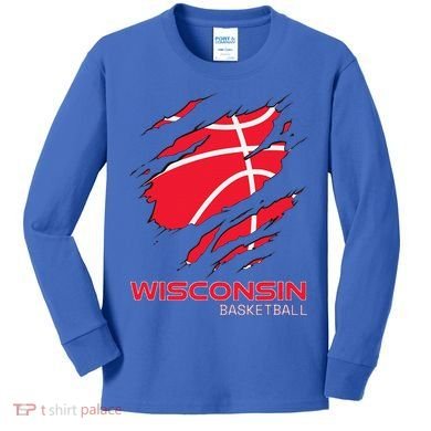 Basketball The Badger State Home Wisconsin Hoops Kids Long Sleeve Shirt