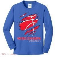 Basketball The Badger State Home Wisconsin Hoops Kids Long Sleeve Shirt thumb 0