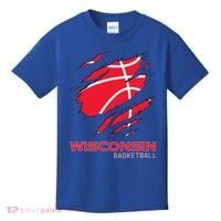 Basketball The Badger State Home Wisconsin Hoops Kids T-Shirt thumb 0