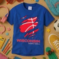 Basketball The Badger State Home Wisconsin Hoops Kids T-Shirt thumb 3