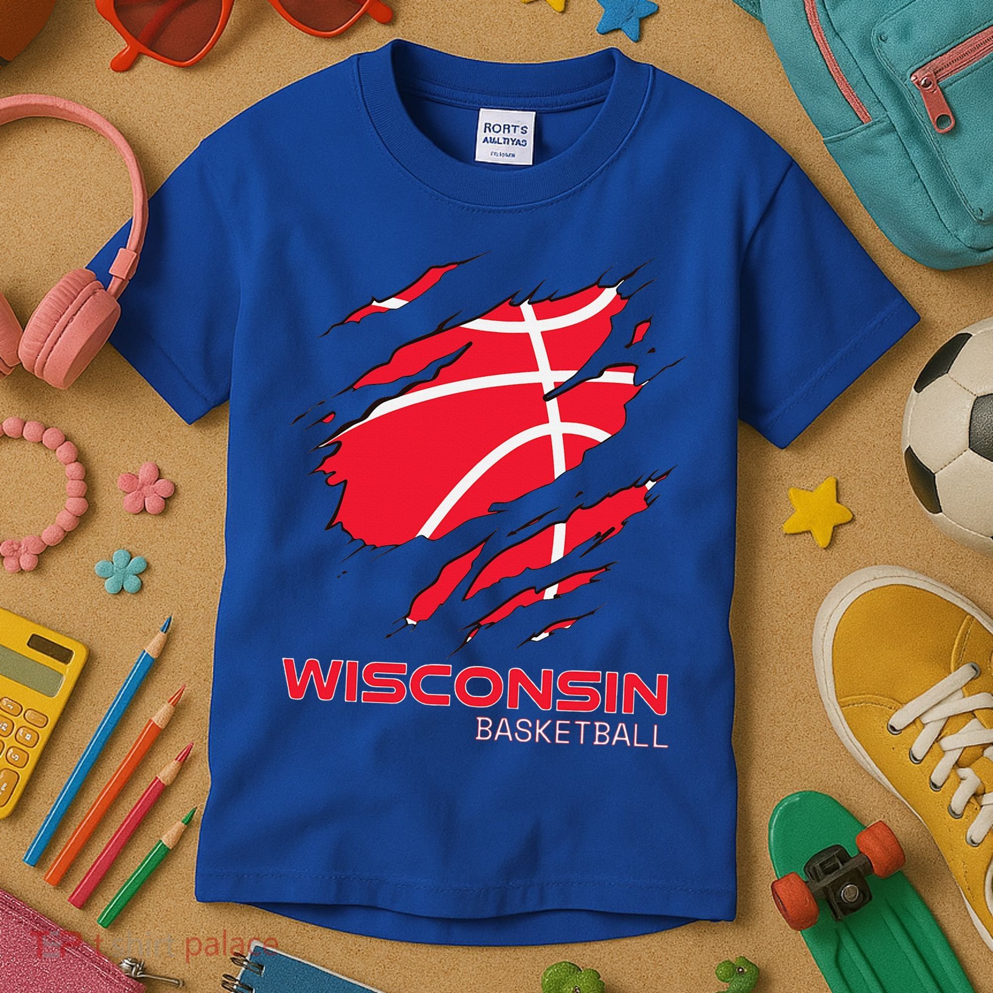 Basketball The Badger State Home Wisconsin Hoops Kids T-Shirt