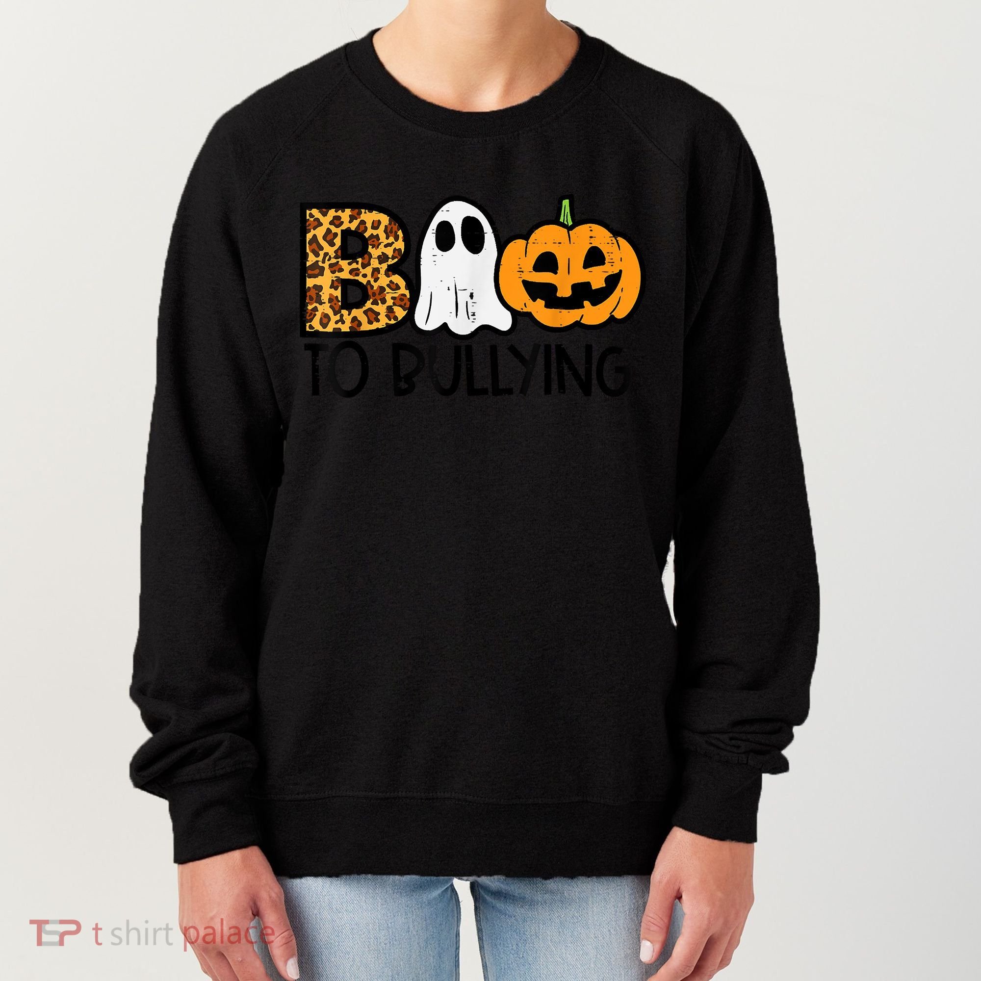 Boo To Bullying Ghost Pumpkin Orange Anti Bully Unity Day Women's Sweatshirt
