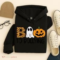 Boo To Bullying Ghost Pumpkin Orange Anti Bully Unity Day Hoodie thumb 4