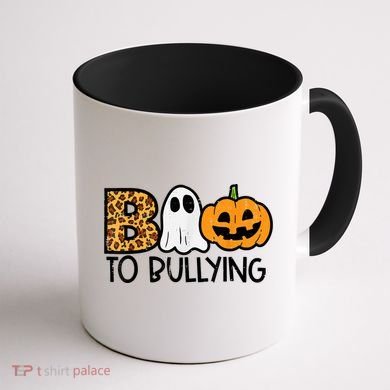 Boo To Bullying Ghost Pumpkin Orange Anti Bully Unity Day Coffee Mug back