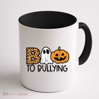 Boo To Bullying Ghost Pumpkin Orange Anti Bully Unity Day Coffee Mug thumb 1