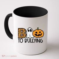 Boo To Bullying Ghost Pumpkin Orange Anti Bully Unity Day Coffee Mug thumb 0