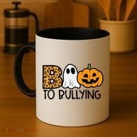 Boo To Bullying Ghost Pumpkin Orange Anti Bully Unity Day Coffee Mug thumb 4