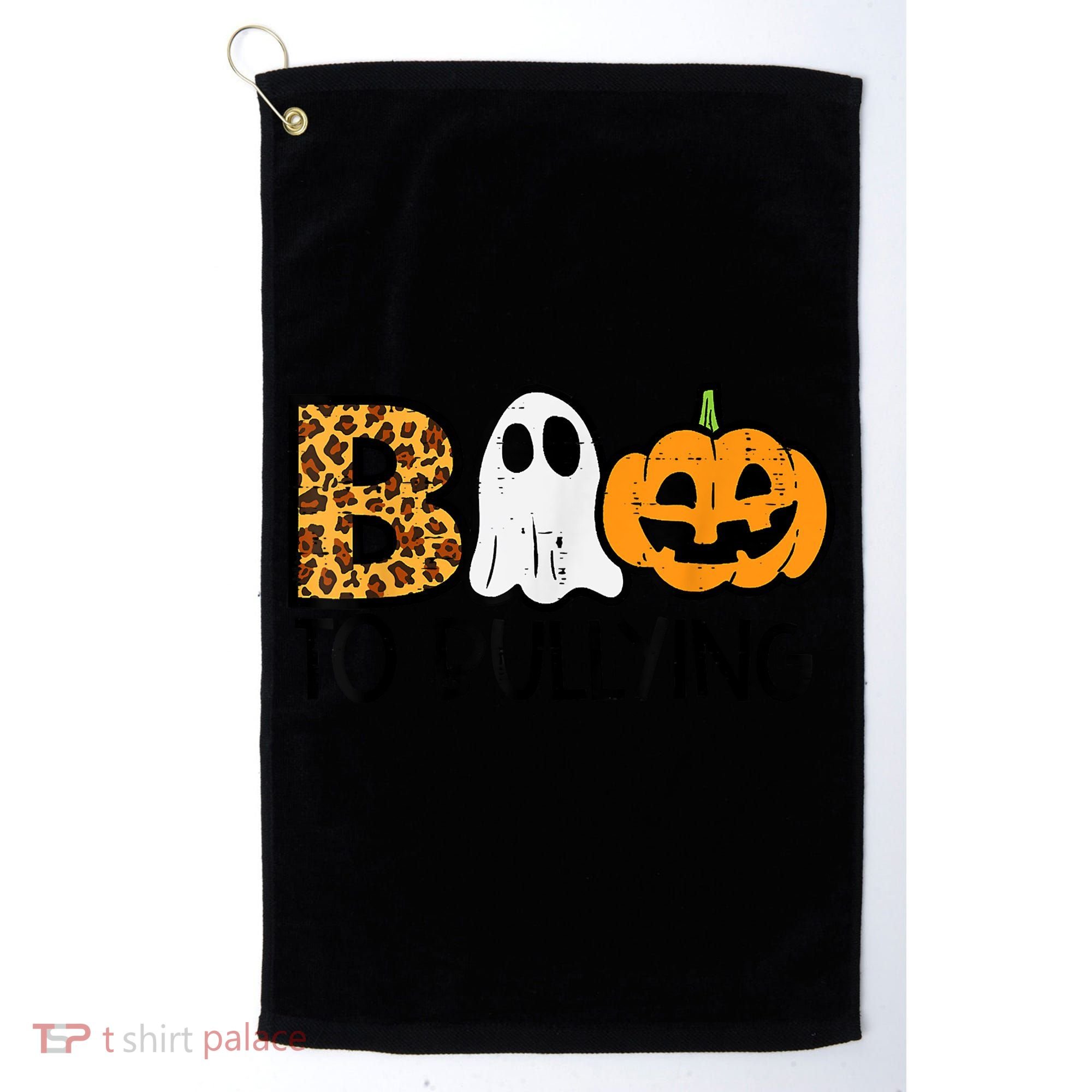 Boo To Bullying Ghost Pumpkin Orange Anti Bully Unity Day Golf Towel