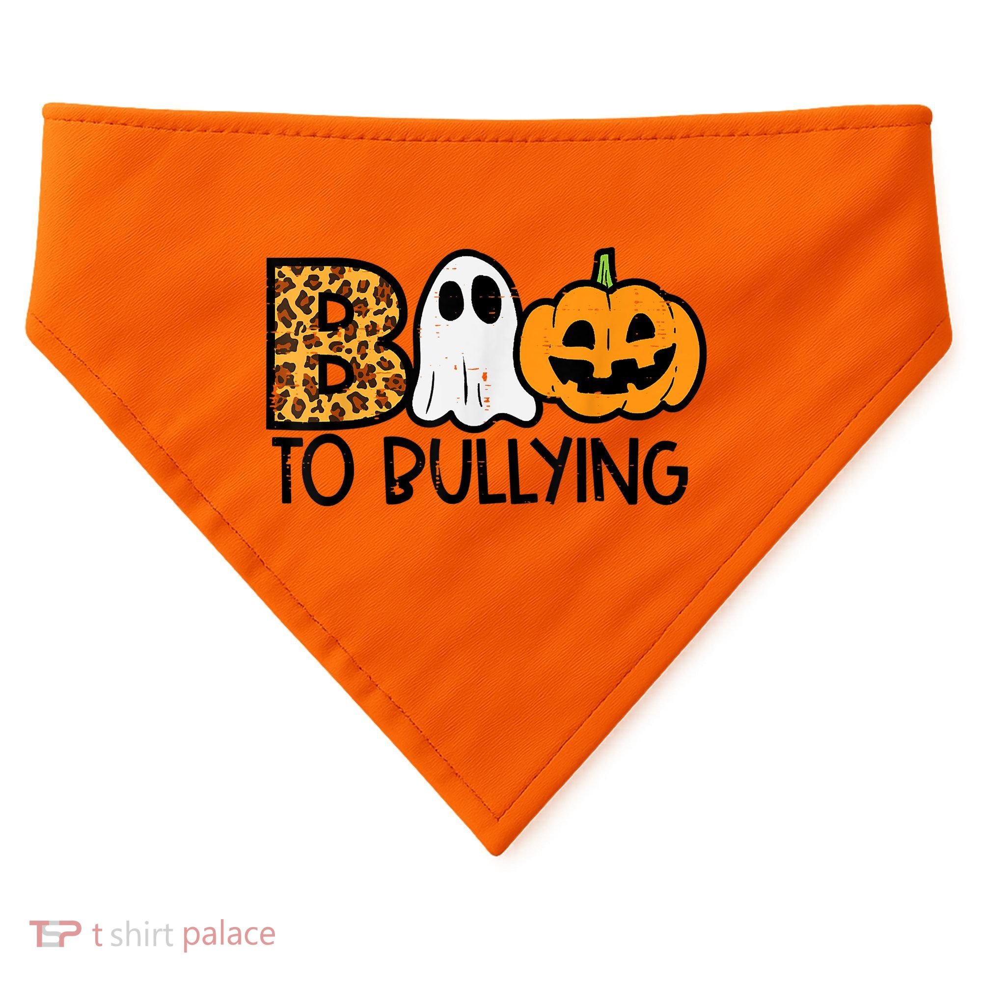 Boo To Bullying Ghost Pumpkin Orange Anti Bully Unity Day USA-Made Doggie Bandana