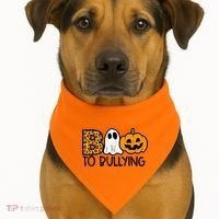 Boo To Bullying Ghost Pumpkin Orange Anti Bully Unity Day USA-Made Doggie Bandana thumb 1