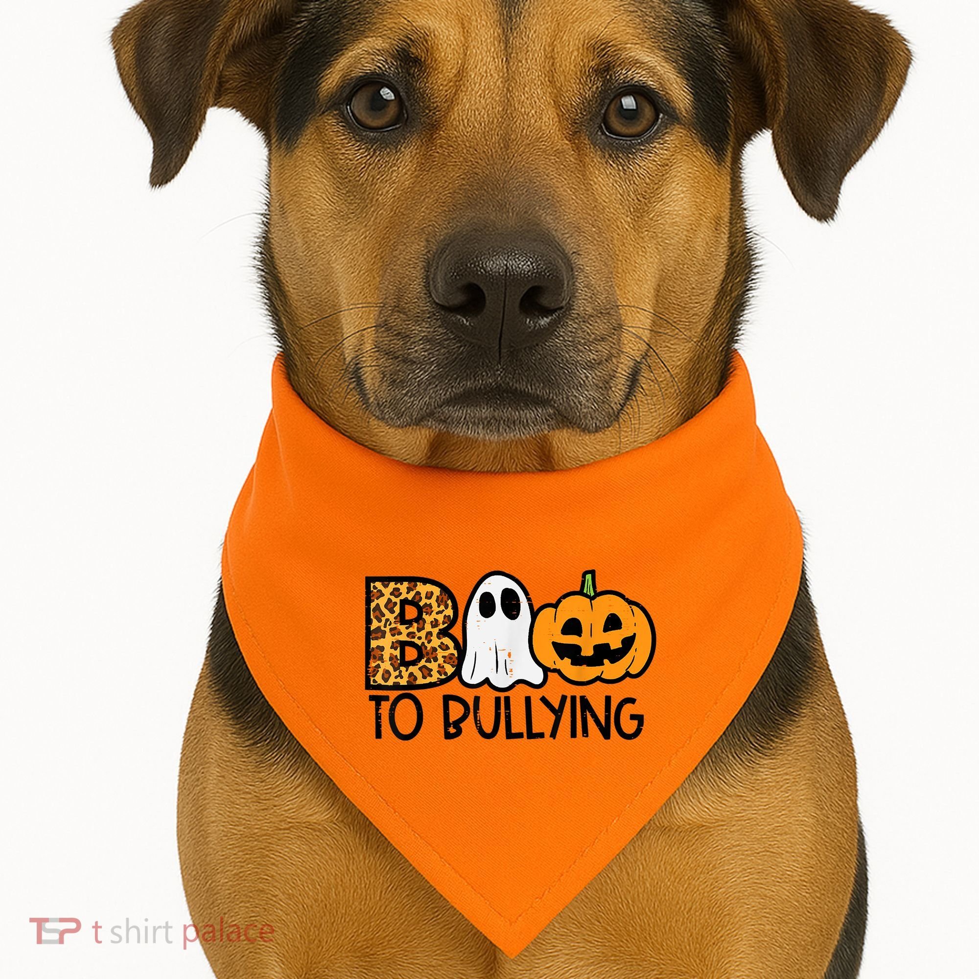 Boo To Bullying Ghost Pumpkin Orange Anti Bully Unity Day USA-Made Doggie Bandana