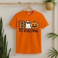 Boo To Bullying Ghost Pumpkin Orange Anti Bully Unity Day T-Shirt thumb 2