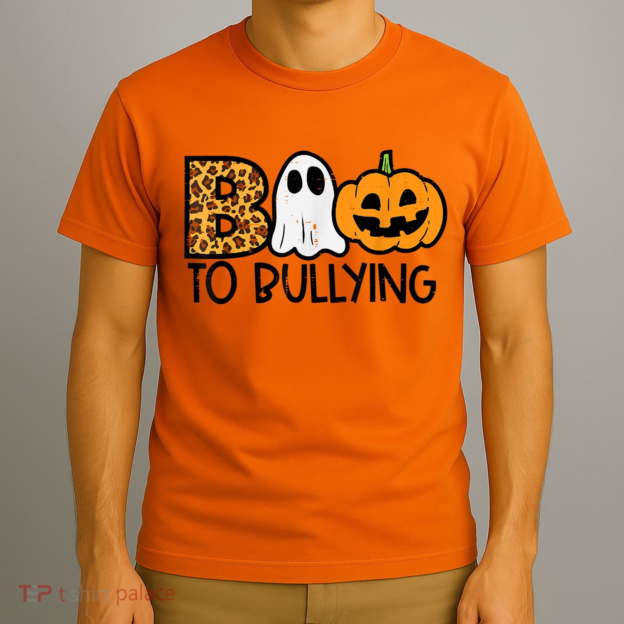 Boo To Bullying Ghost Pumpkin Orange Anti Bully Unity Day T-Shirt