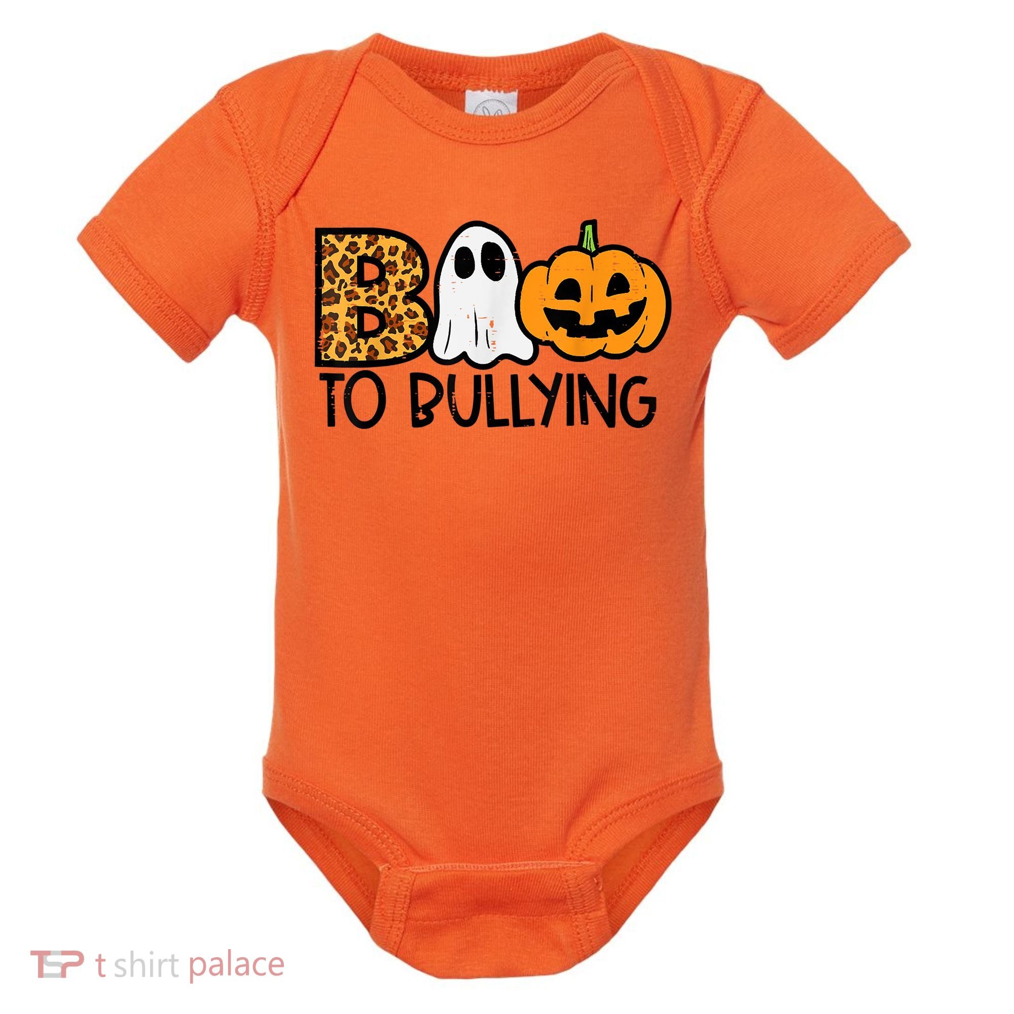 Boo To Bullying Ghost Pumpkin Orange Anti Bully Unity Day Baby Bodysuit